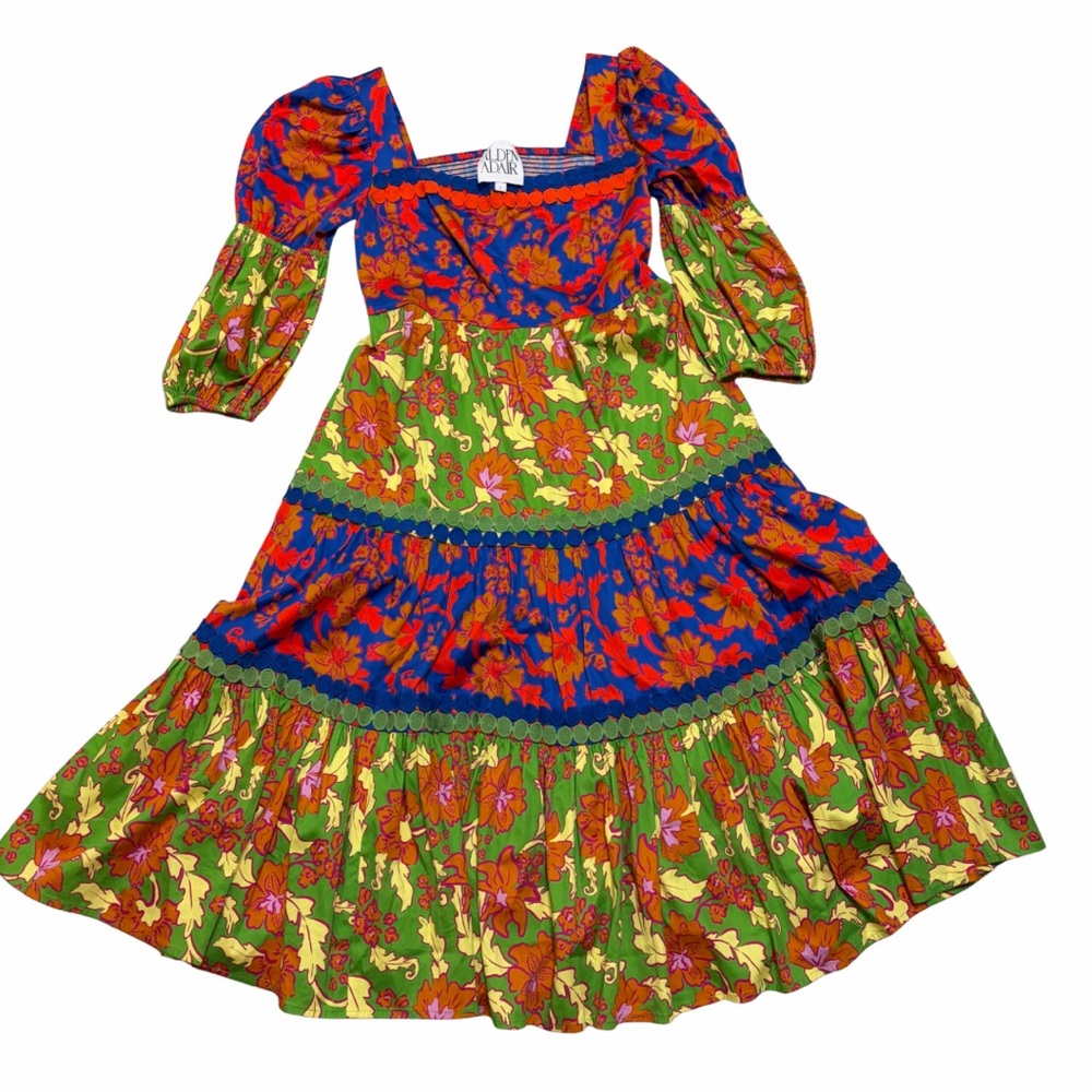 ALDEN ADAIR Dress - Multicolored, Maxi, Square Neckline - Size Small.